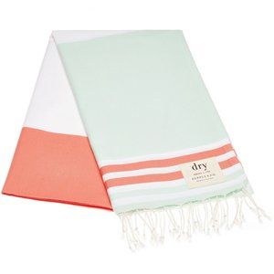 Coral Pink & Seafoam Green Cotton Turkish Towel/Throw Blanket